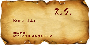 Kunz Ida névjegykártya